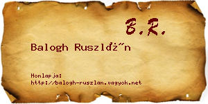 Balogh Ruszlán névjegykártya